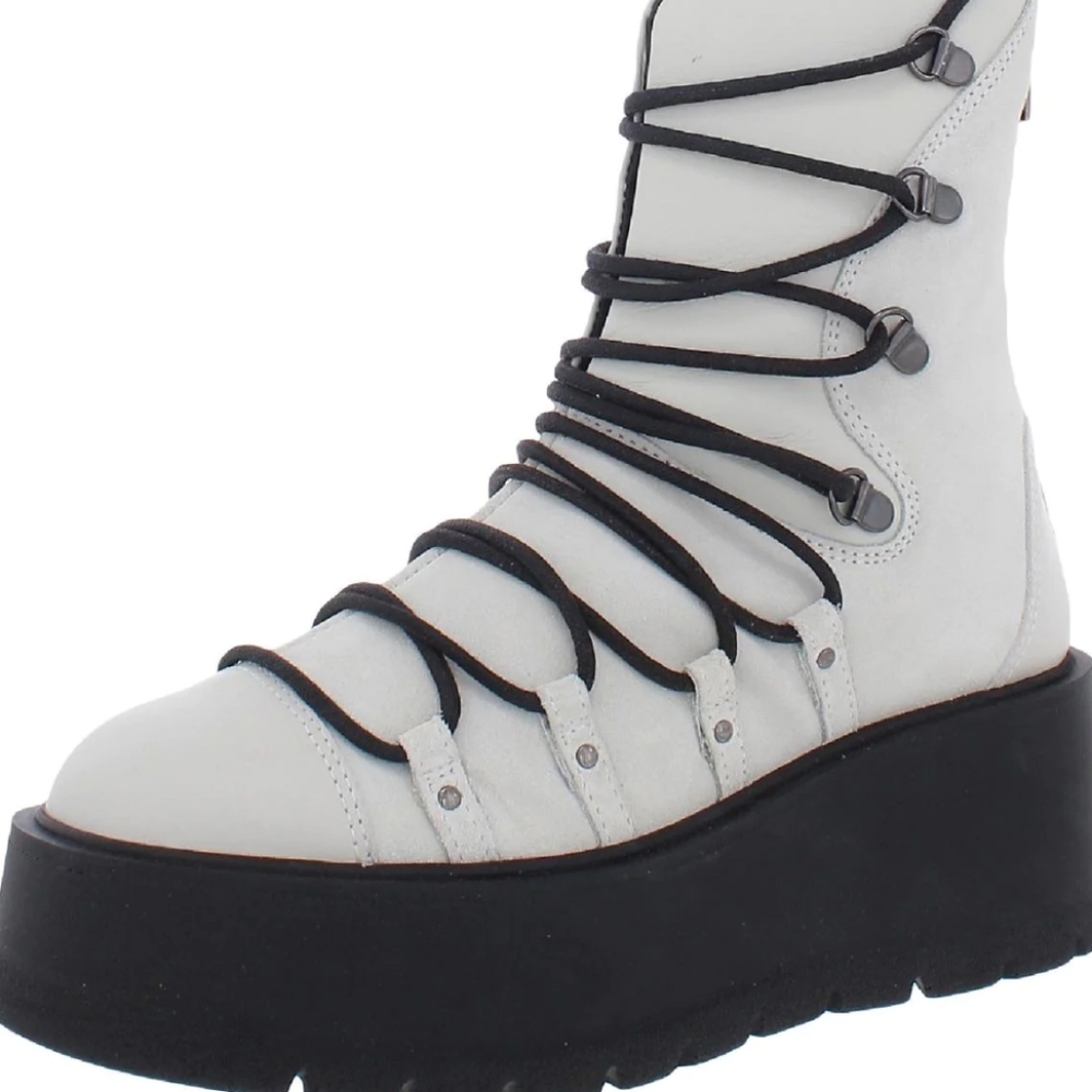 Free People SIMONE WOMENS LEATHER ROUND TOE WEDGE BOOTS